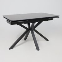Кухонный стол Аврора Рейн New 1400-2040x900 (камень черный Greys Black/черный матовый)
