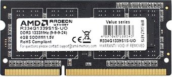 Оперативная память AMD Radeon R3 Value Series 2GB DDR3 SODIMM PC3-10600 R332G1339S1S-U