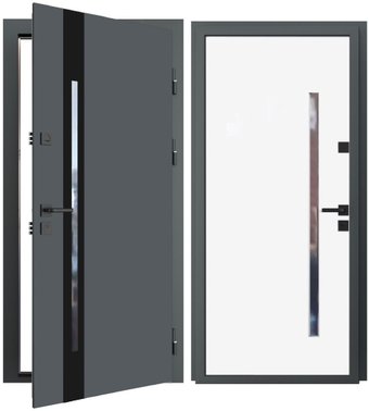 Inox Black 2 96x205 (правая, Ral 7016/экосатин белый)