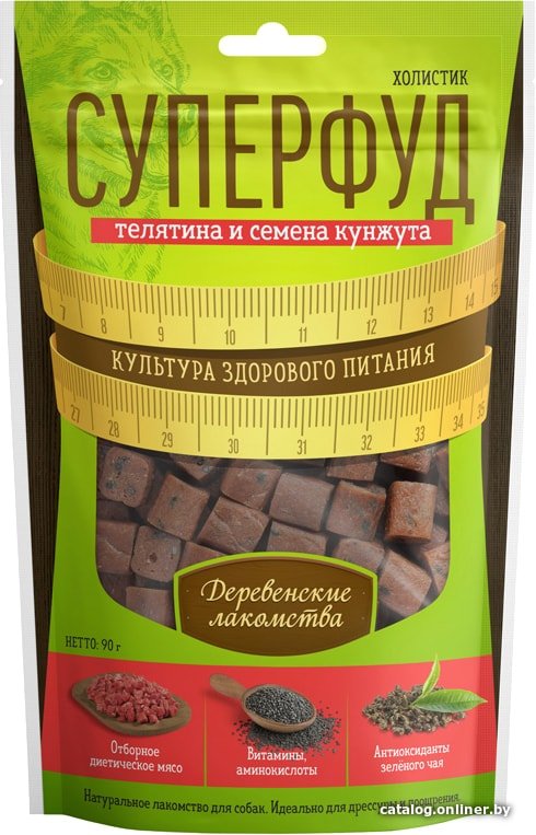 Лакомство для собак Деревенские лакомства Телятина и семена кунжута 90 г