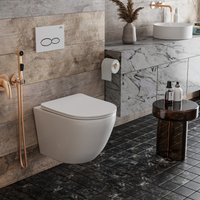Унитаз подвесной Roxen Antares 530185-01 в комплекте с инсталляцией StounFix Dual Fresh 6 в 1 966181 (кнопка: бежевый)