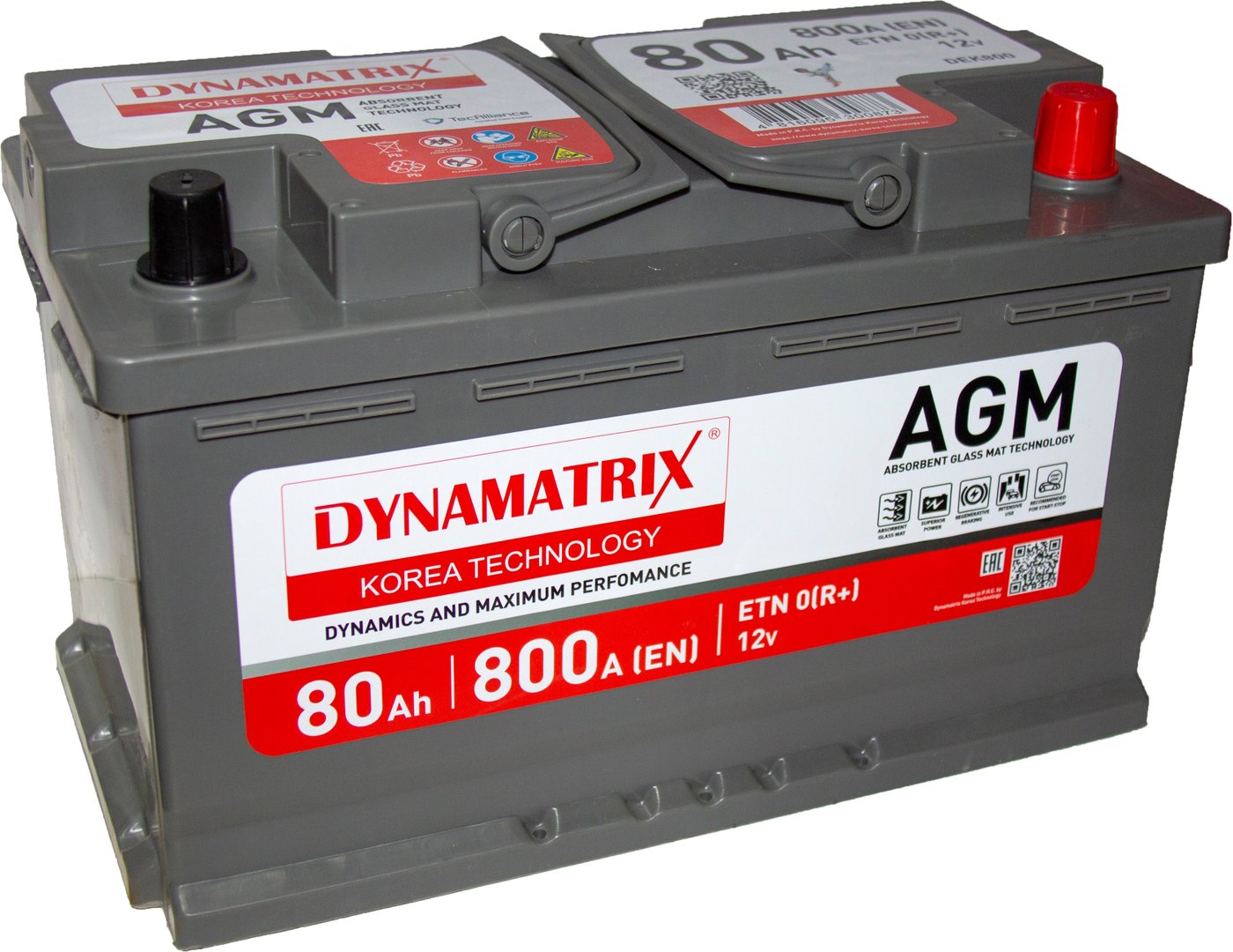 

Автомобильный аккумулятор Dynamatrix AGM DEK800 800A (80 А·ч)