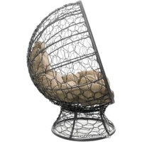 Кресло M-Group Кокос на подставке 11590301 (серый ротанг/бежевая подушка)