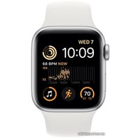 Умные часы Apple Watch SE 2 40 мм (алюминиевый корпус, серебристый/белый, спортивный силиконовый ремешок M/L)