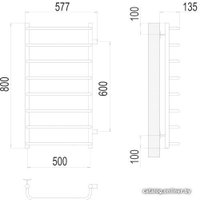 Полотенцесушитель TERMINUS Стандарт П8 500x800 бп 600 (хром)