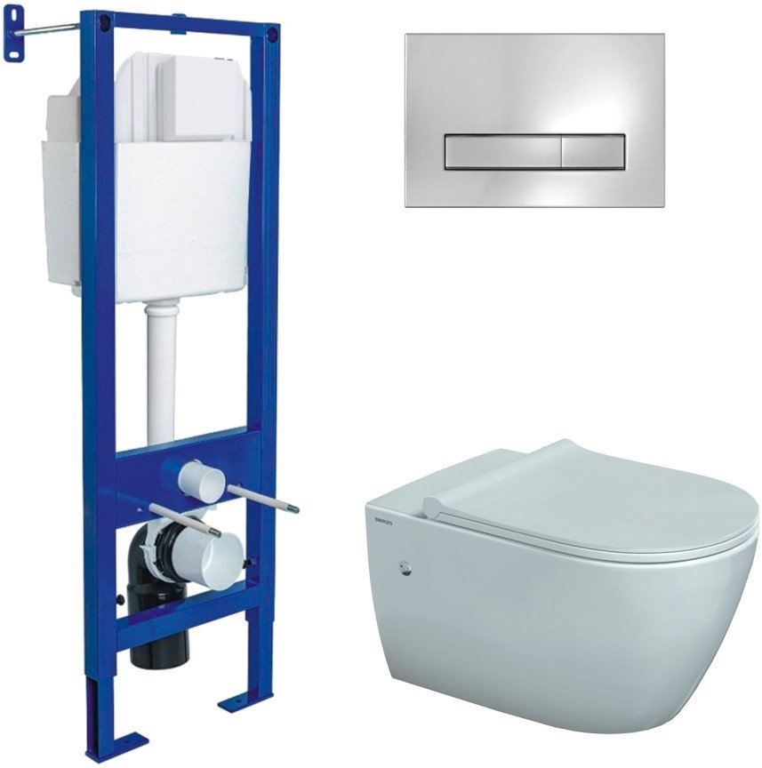 

Унитаз подвесной Berges Wasserhaus Mascon Rimless + Okus Slim SO + Atom Line 410 043350