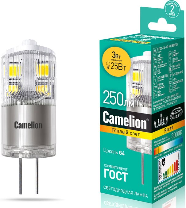 

Светодиодная лампочка Camelion LED3-G4-JD-NF/830/G4