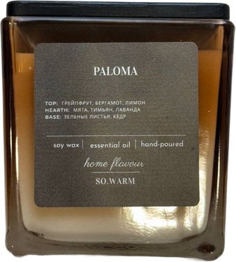 Ароматическая свеча SO.WARM Палома в стеклянном стакане Quadro 260 г