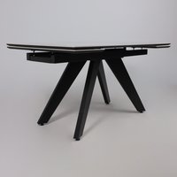 Кухонный стол Lepremo AV 2122 МДФ+керамика раздвижной 1400-2000x850 (белый глянцевый Pandora/черный)