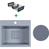 Кухонная мойка Marblan Comfort 48 (серебристый, с сифоном и колландером)