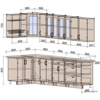 Готовая кухня Интерлиния Мила Крафт 1.2x2.9 (дуб английский)