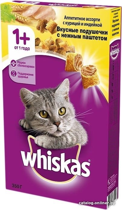 Сухой корм для кошек Whiskas Аппетитное ассорти с курицей, уткой и индейкой 0.35 кг