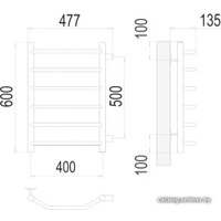 Полотенцесушитель TERMINUS Виктория П6 400x600 бп (хром)