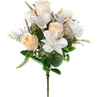 Искусственный букет KlrBy Розы и альстромерии СН18пудровый