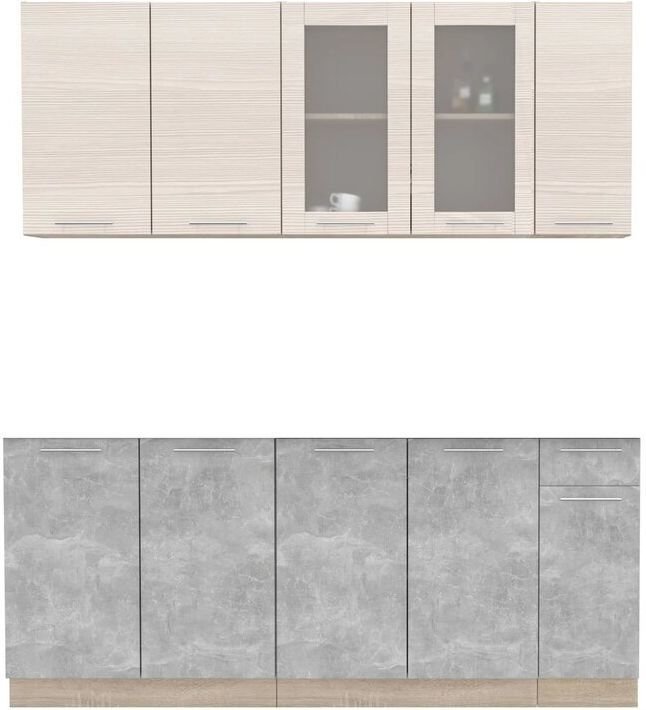 

Готовая кухня Интерлиния Мила 19 без столешницы (вудлайн кремовый/бетон)