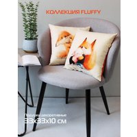 Декоративная подушка Matex Fluffy. Рыжик и зайка 61-632 (белый/черный/лососевый)
