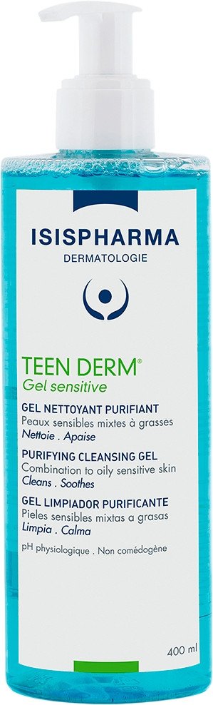 ISISPHARMA Teen Derm Gel sensitive Гель очищающий для умывания чувствительной комбинированной и жирной кожи 400 мл