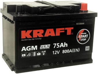 Автомобильный аккумулятор KRAFT AGM R+ (75 А·ч)