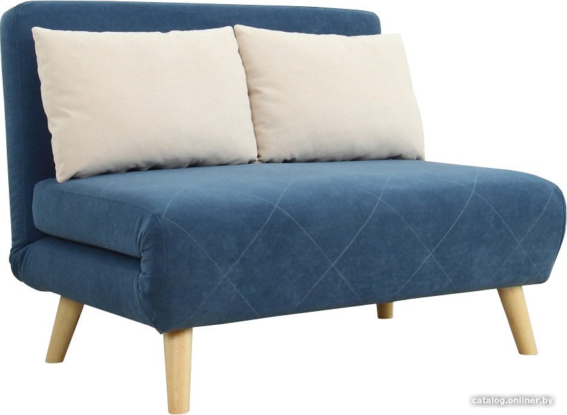 Диван DiArt Юта 1200 (велюр, Ultra Ivory/Ultra denim/ножки светлые)