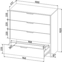 Комод Интерлиния Концепт КТ-К100 (белый платинум/белый платинум)