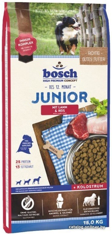 Сухой корм для собак Bosch Junior Lamb & Rice 15 кг (Юниор Ягненок с Рисом)