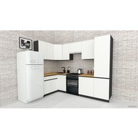 Готовая кухня ВерсоМебель Эко-7 1.4x2.6 левая (белый фасадный/ст.золотистый дуб)