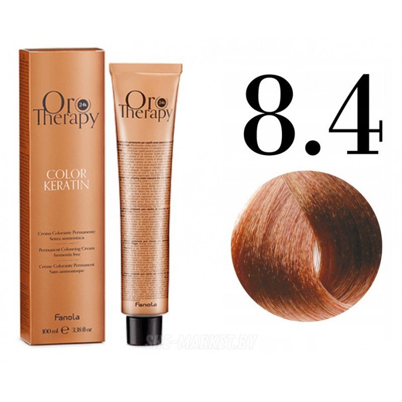 

Крем-краска Fanola ORO Therapy Color Keratin 8.4 светло-русый медный 100 мл