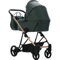Универсальная коляска BEBETTO Yoddi Premium Class (2 в 1, 04 зеленая кожа/рама бронза)