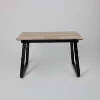 Кухонный стол Lepremo AV 1208 HPL+МДФ раздвижной 1200-1600x800 (дуб делано натуральный/черный)