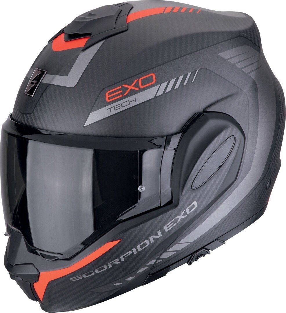 Мотошлем Scorpion Exo Exo-Tech Evo Carbon Cosy (р. M, карбон матовый/красный)