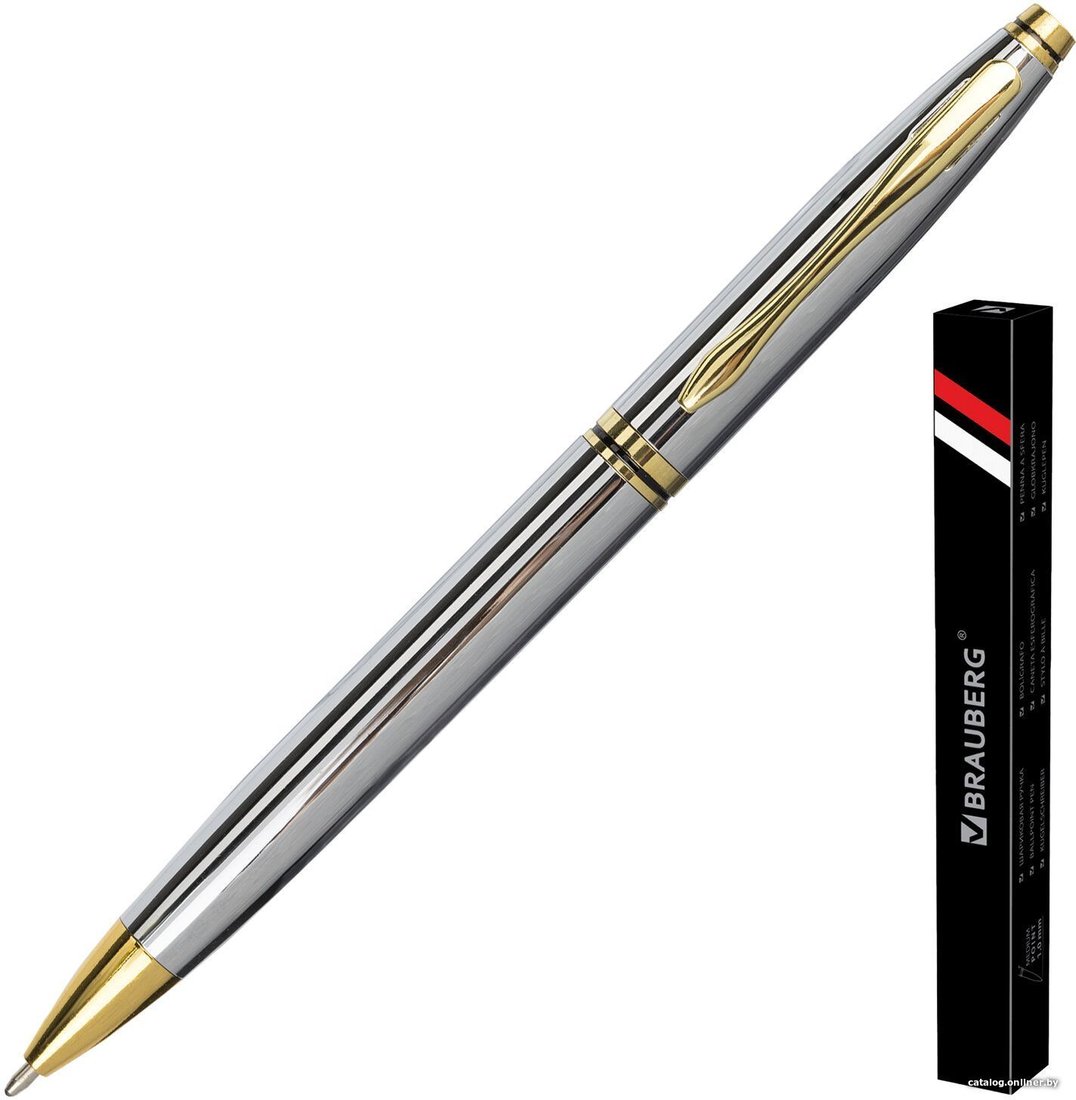 Ручка шариковая BRAUBERG De luxe silver 141414