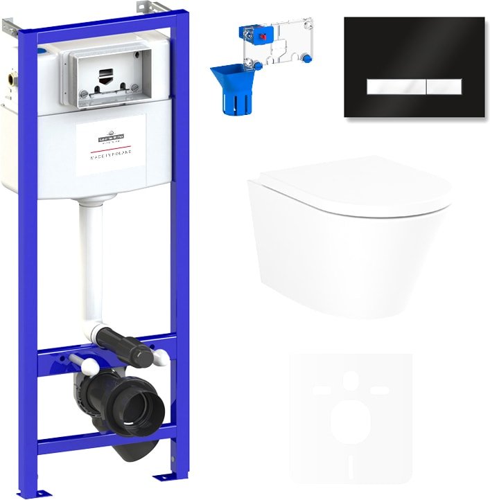 

Унитаз подвесной Lavinia Boho Relfix Biore Compacto Rimless 7 в 1 75110160 (черный стекло)