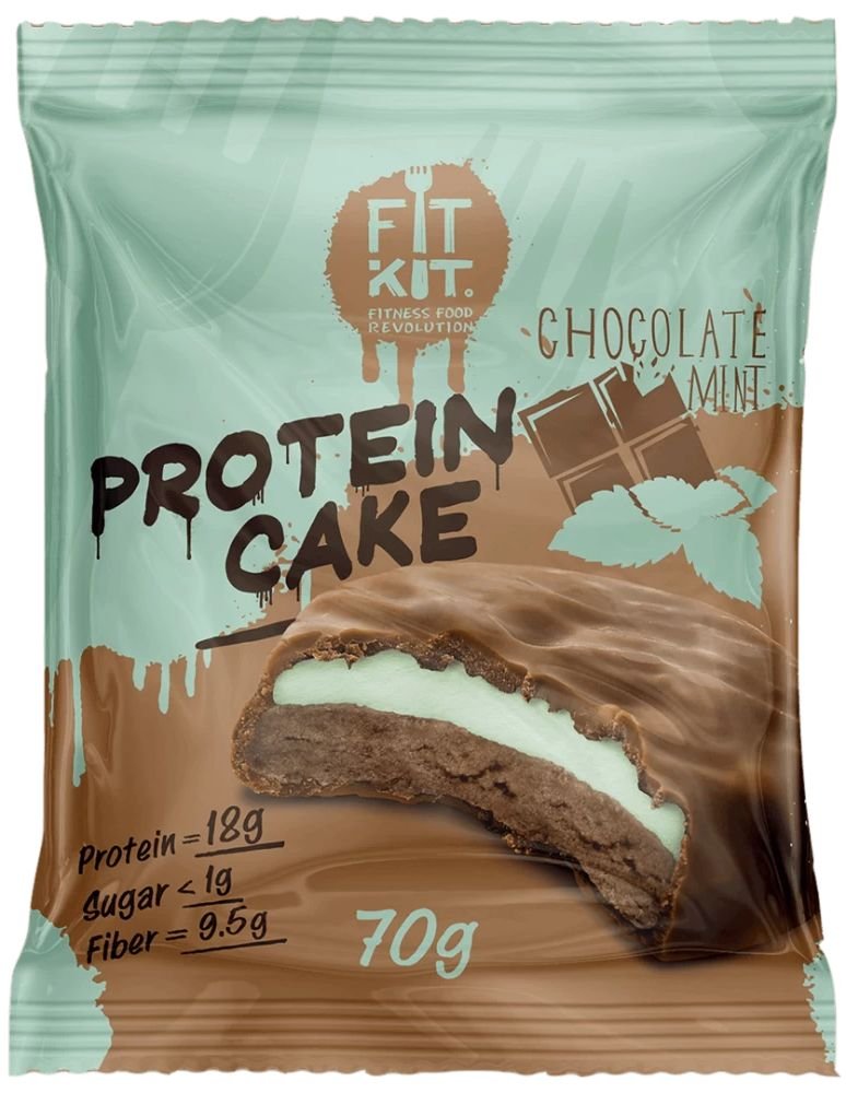 

Протеиновое пирожное FitKit Protein Cake (70 г, шоколад-мята)