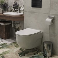 Унитаз подвесной Roxen Porto One Rimless 6 в 1 StounFix Dual Fresh 580109 (кнопка: черный матовый)