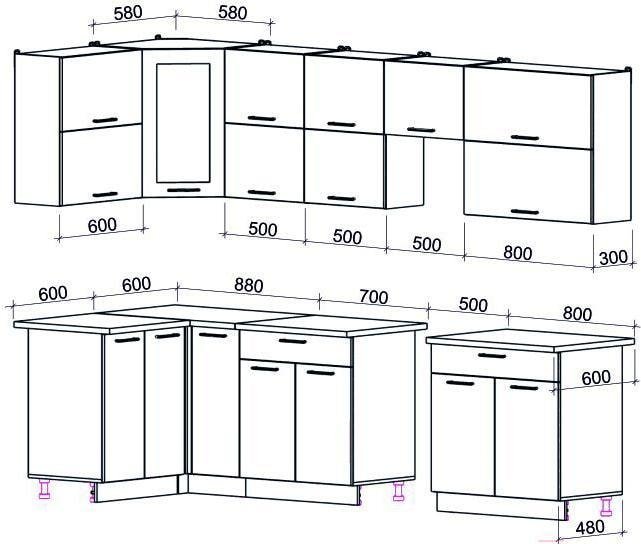 

Готовая кухня Интерлиния Мила Gloss 50-12x29 (белый/асфальт глянец)