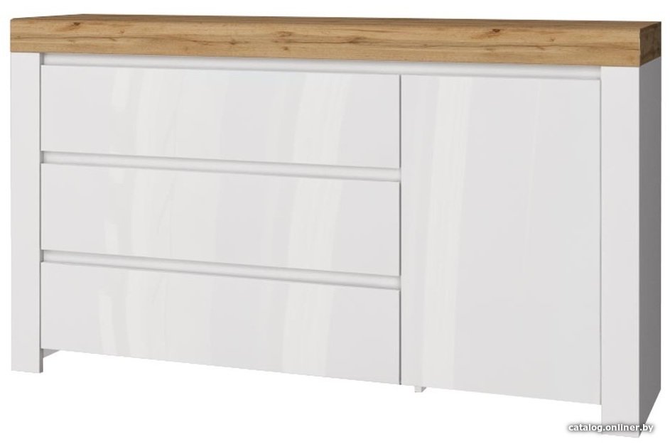 Тумба Anrex Taurus 1D3S (белый глянец-дуб вотан)