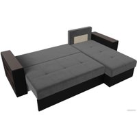 Угловой диван Лига диванов Дубай лайт правый 114160 (велюр серый/экокожа черный)