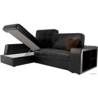 Угловой диван Лига диванов Брюссель 29397 (левый, экокожа, черный)