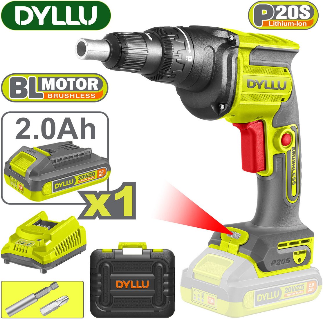 Шуруповерт для гипсокартона Dyllu DTDS204281 (с 1-им АКБ, кейс)