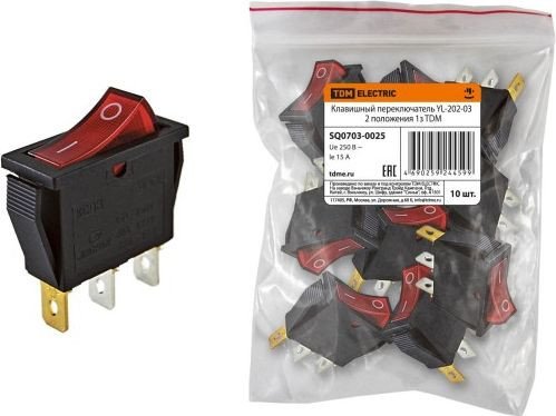 Выключатель проходной TDM Electric SQ0703-0025 (черный/красный)