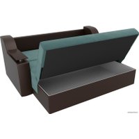 Диван Лига диванов Сенатор 140 106454 (велюр/экокожа, бирюзовый/коричневый)