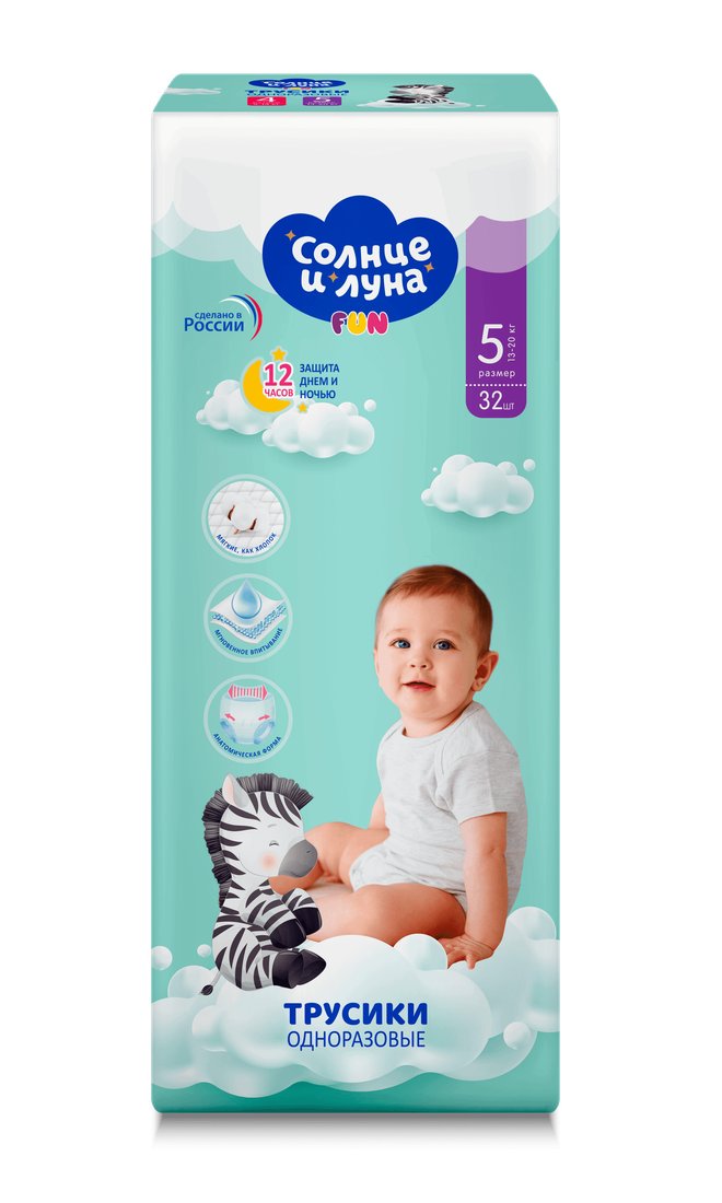 

Трусики-подгузники Солнце и Луна 5/XL 13-20кг standard-pack (32шт)