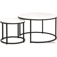 Журнальный столик Signal DION (2 шт., белый мрамор/черный)