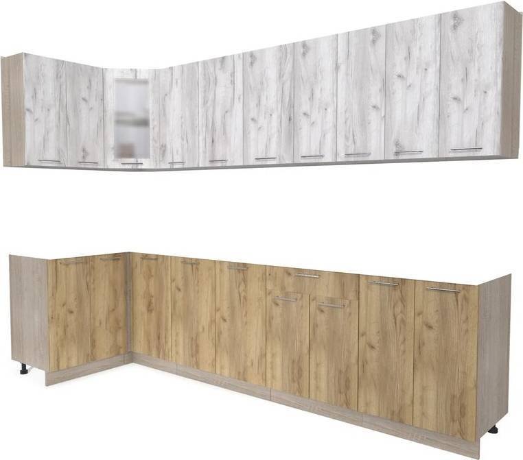 

Готовая кухня Интерлиния Мила 12x30 без столешницы (дуб белый/дуб золотой)