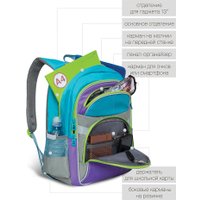 Школьный рюкзак Grizzly RG-167-2 (бирюзовый/фиолетовый/серый)