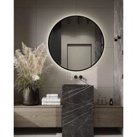 Зеркало с подсветкой  eMZe 90 LED.UV.90.90.CHE.MOTION (черный с УФ-окантовкой и подсветкой)