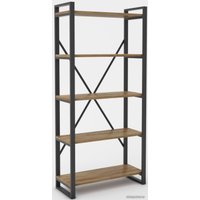 Стеллаж Hype Mebel Стандарт-2 80x170 (черный/дуб галифакс олово)