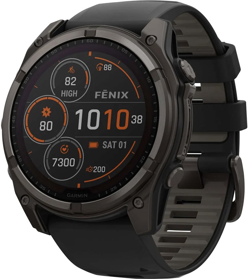 

Умные часы Garmin Fenix 8 Solar, Sapphire 51мм (титановый угольно-серый с DLC-покрытием и черным ремешком)