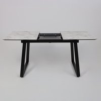 Кухонный стол Lepremo AV 1208 HPL+МДФ раздвижной 1200-1600x800 (виктори натуральный/черный)
