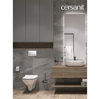 Унитаз подвесной Cersanit Carina New Clean On с инстал. Link Pro (с кнопкой Estetica 64111 белый/хром)
